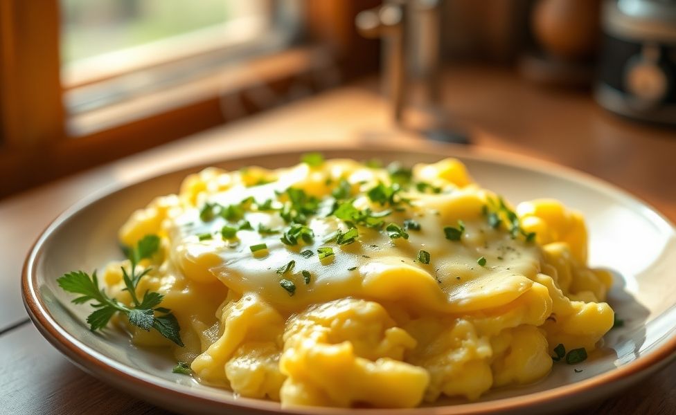 Receitas do Guigo cremosos com queijo derretido e ervas frescas servidos em prato branco, textura suave e aroma convidativo
